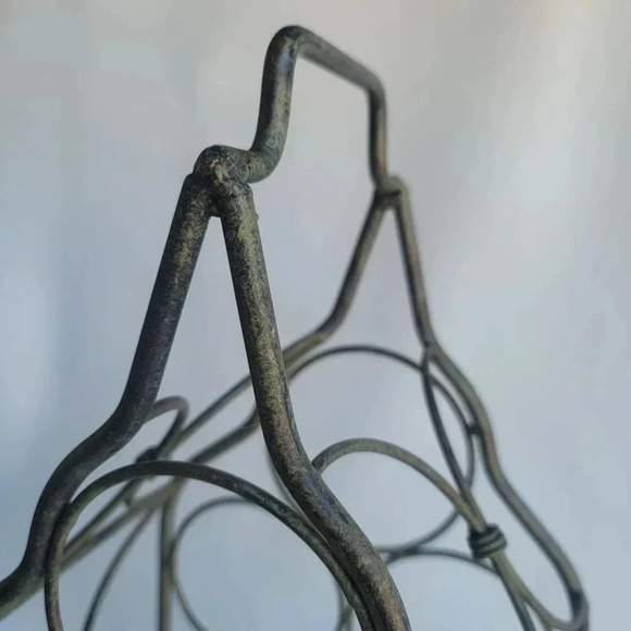 21" Vintage Finish metal decorative 5 wine bottle holder table top w/ Handle - Picture 11 of 11